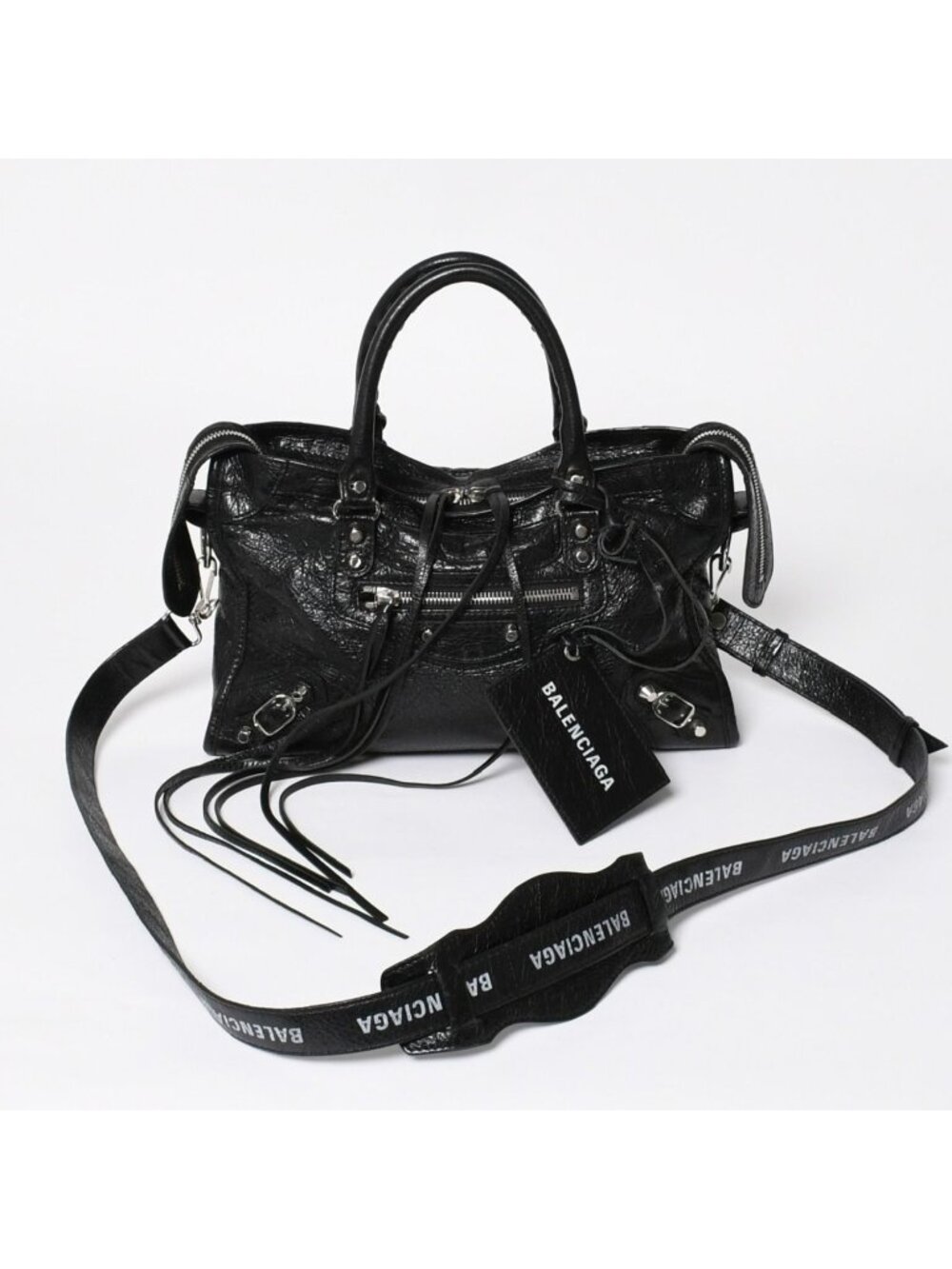 Balenciaga Classic City Shoulder Bag Leather Black Silver
